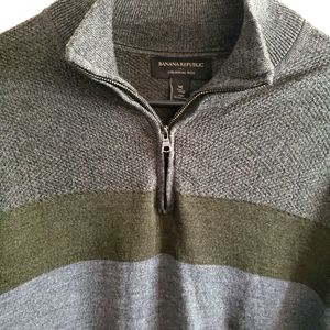 Banana Republic 1/4 zip 100% Merino wool men's sweater